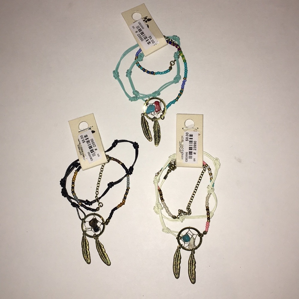 Set of 3 dream catcher wrap bracelets